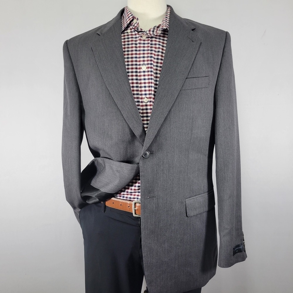 Express Design Studio Men's Sport Coat Blazer Two Button Gray 100s Wool 42L NEW